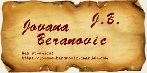 Jovana Beranović vizit kartica